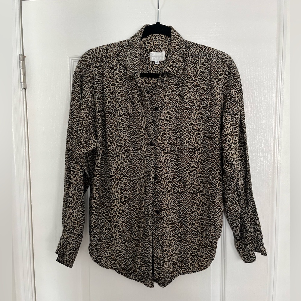 Vintage Leopard Print button down blouse